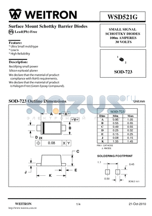 WSD521G datasheet - Surface Mount Schottky Barrier Diodes