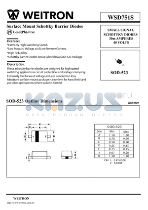 WSD751S datasheet - Surface Mount Schottky Barrier Diodes