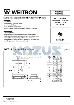 WSD705 datasheet - Surface Mount Schottky Barrier Diodes