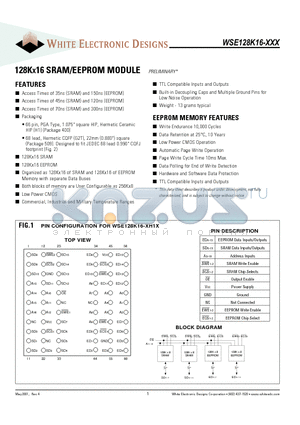 WSE128K16-35H1CA datasheet - 128KX16 SRAM/EEPROM MODULE