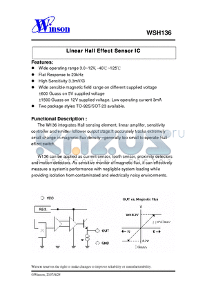 WSH136 datasheet - Linear Hall Effect Sensor IC