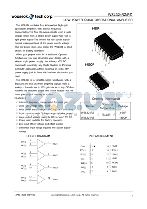 WSL324RZ datasheet - LOW POWER QUAD OPERATIONAL AMPLIFIER