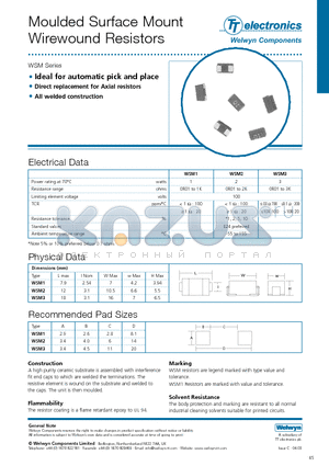 WSM datasheet - Moulded Surface Mount Wirewound Resistors