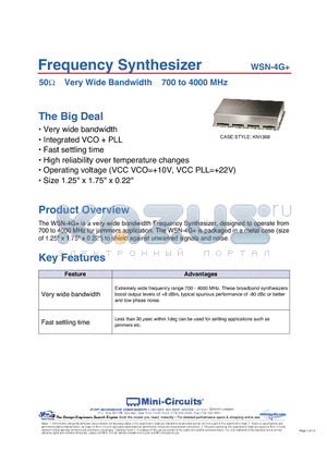 WSN-4G+ datasheet - Frequency Synthesizer