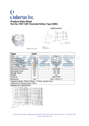 WST-1307 datasheet - Washable Reflow Type (SMD)