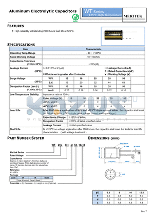 WT25V331MTA10X16 datasheet - Aluminum Electrolytic Capacitors