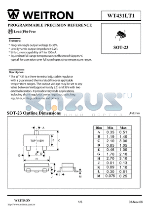 WT431LB datasheet - PROGRAMMABLE PRECISION REFERENCE