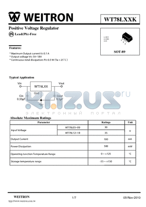 WT78L14 datasheet - Positive Voltage Regulator