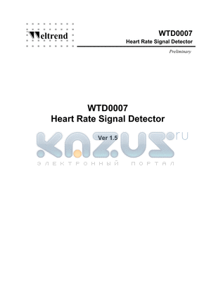 WTD0007 datasheet - HEART RATE SIGNAL DETECTOR