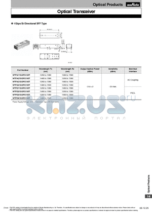 WTFA21GDPS100T datasheet - Optical Transceiver