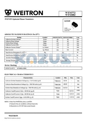 WTM772 datasheet - PNP/NPN Epitaxial Planar Transistors