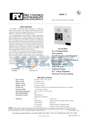 DRBC-1 datasheet - DUAL RATE BATTERY CHARGER