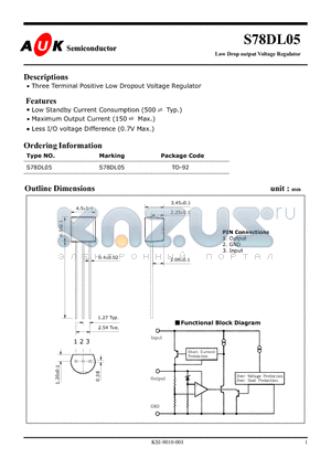 S78DL05 datasheet - Low Drop output Voltage Regulator