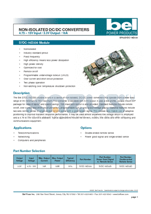 S7DC-16D33S datasheet - NON-ISOLATED DC/DC CONVERTERS 4.75 - 15V Input / 3.3V Output / 16A