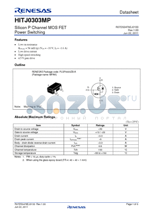 HITJ0303MPTL-HQ datasheet - Silicon P Channel MOS FET Power Switching