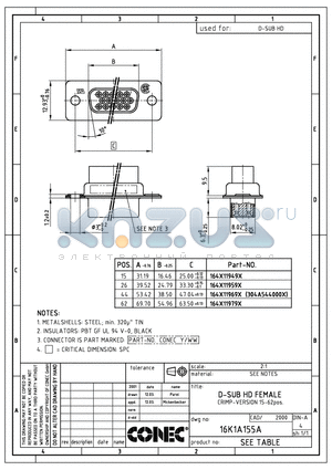 164X11979X datasheet - D-SUB HD FEMALE