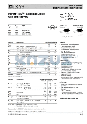 DSEP30-06BR datasheet - HiPerFRED Epitaxial Diode with soft recovery