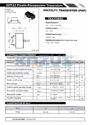 S9012LT1 datasheet - SOT-23 Plastic-Encapsulate Transistors