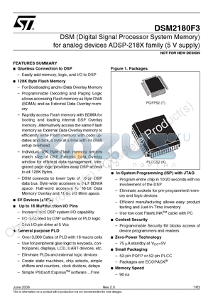 DSM2180F3V-90K6 datasheet - DSM (Digital Signal Processor System Memory) for analog devices ADSP-218X family (5 V supply)