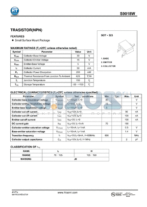 S9018W datasheet - TRASISTOR(NPN)