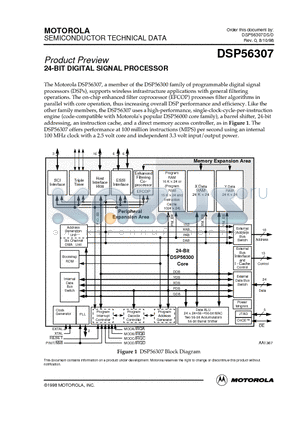 DSP56307/D datasheet - 24-BIT DIGITAL SIGNAL PROCESSOR