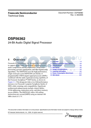 DSP56362P datasheet - 24-Bit Audio Digital Signal Processor