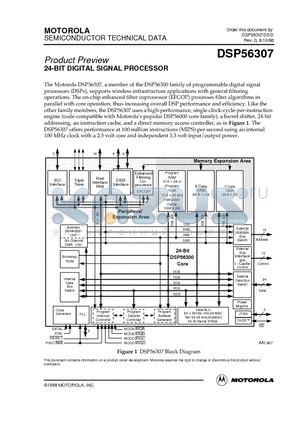 DSP56307UM/D datasheet - 24-BIT DIGITAL SIGNAL PROCESSOR