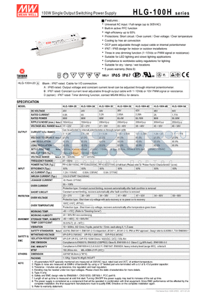 HLG-100H-48 datasheet - 100W Single Output Switching Power Supply