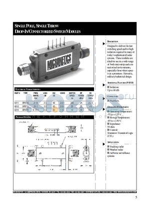 6012 datasheet - SINGLE POLE, SINGLE THROW DROP-IN/CONNECTORIZED SWITCH MODULES