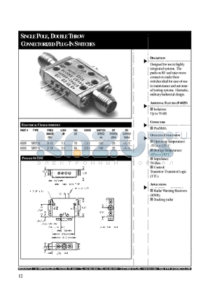 6029 datasheet - SINGLE POLE, DOUBLE THROW CONNECTORIZED PLUG-IN SWITCHES