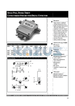 6050 datasheet - SINGLE POLE, DOUBLE THROW CONNECTORIZED SWITCHES WITH DIGITAL CONNECTORS