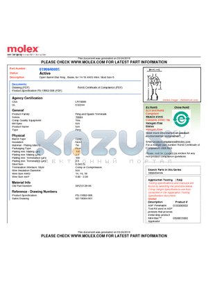 190840001 datasheet - Open Barrel Star Ring , Brass, for 14-18 AWG Wire, Stud Size 6