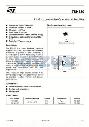 TSH330I datasheet - 1.1 GHz Low-Noise Operational Amplifier