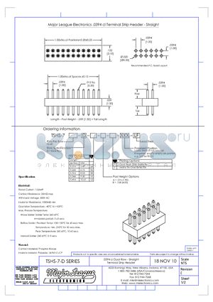 TSHS-7-D datasheet - .0394 cl Dual Row - Straight Terminal Strip Header