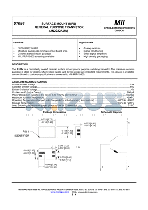 61084-001 datasheet - SURFACE MOUNT (NPN) GENERAL PURPOSE TRANSISTOR