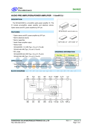 SA1622 datasheet - AUDIO PREAMPLIFIER&