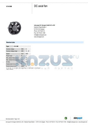 6114NM datasheet - DC axial fan