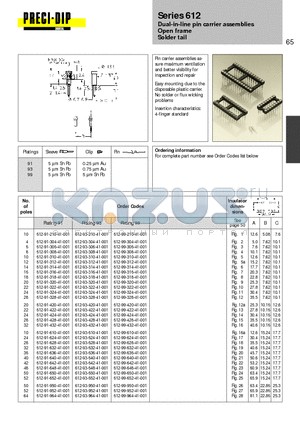 612-99-316-41-001 datasheet - Dual-in-line pin carrier assemblies Open frame Solder tail