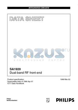 SA1920 datasheet - Dual-band RF front-end