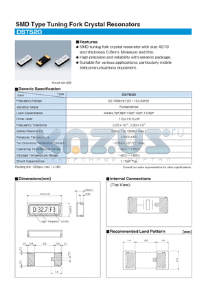 DST520 datasheet - SMD Type Tuning Fork Crystal Resonators