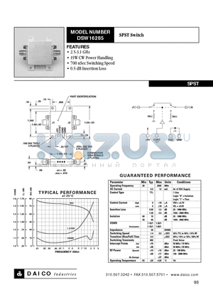 DSW16285 datasheet - SPST Switch