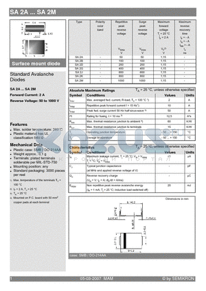 SA2D datasheet - Standard Avalanche Diodes