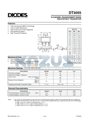 DT3055 datasheet - N-CHANNEL ENHANCEMENT MODE FIELD EFFECT TRANSISTOR