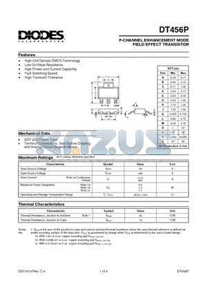 DT456P datasheet - P-CHANNEL ENHANCEMENT MODE FIELD EFFECT TRANSISTOR