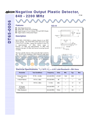 DT65-0006 datasheet - Negative Output Plastic Detector, 840 - 2200 MHz