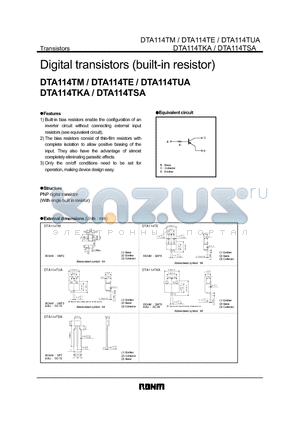 DTA114TUA datasheet - Digital transistors (built in resistor)