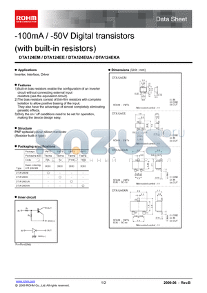 DTA124EE_09 datasheet - -100mA / -50V Digital transistors (with built-in resistors)