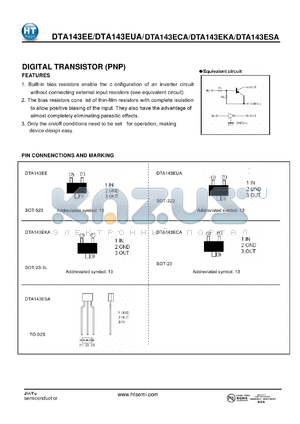 DTA143EUA datasheet - DIGITAL TRANSISTOR (PNP)