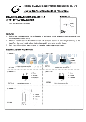 DTA143TE datasheet - Digital transistors (built-in resistors)
