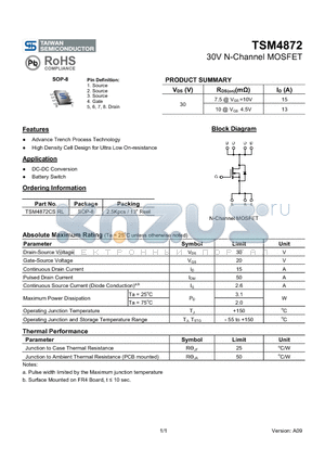 TSM4872_09 datasheet - 30V N-Channel MOSFET